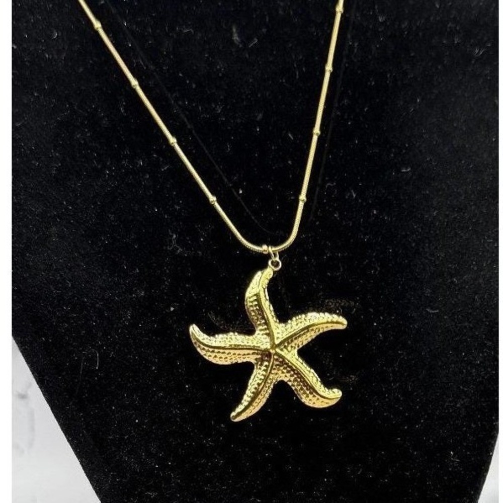 NEW Gold Stainless Steel Starfish Necklace Beach Ocean Pendant 15" + 3" Ext